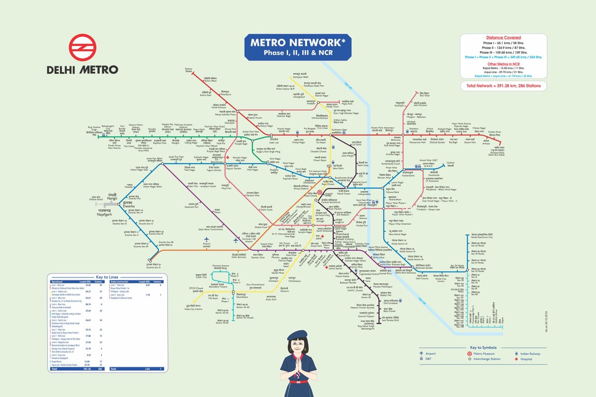 Карта станций метро Нью-Дели